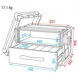 Flightcase porta microfoni wireless da 3 unità con cassetto DAP-Audio D7519B