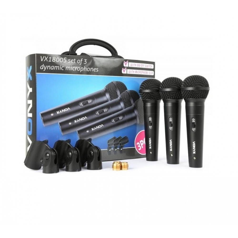 SET KIT 3 MICROFONI VONIX PER VOCE CANTO COMPLETI DI SUPPORTO VX1800S