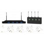 Sistema Microfonico Wireless 4 canali per teatro - UHF 1000 Canali - 4 Archetti - 4 Bodypack