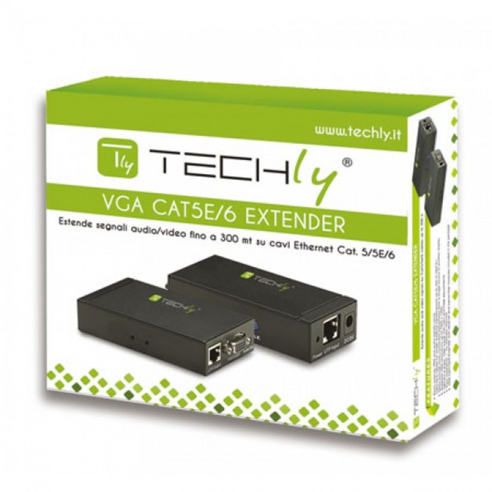 Techly Amplificatore Extender VGA e Audio su Cavo di Rete CAT.5E-6 EX-DL344